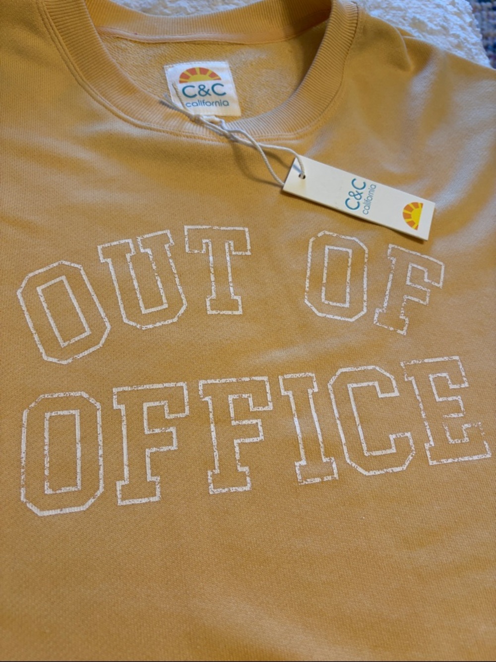 C&C California Yellow Sweatshirt ‘Out of Office’ Size Large ( NWT)